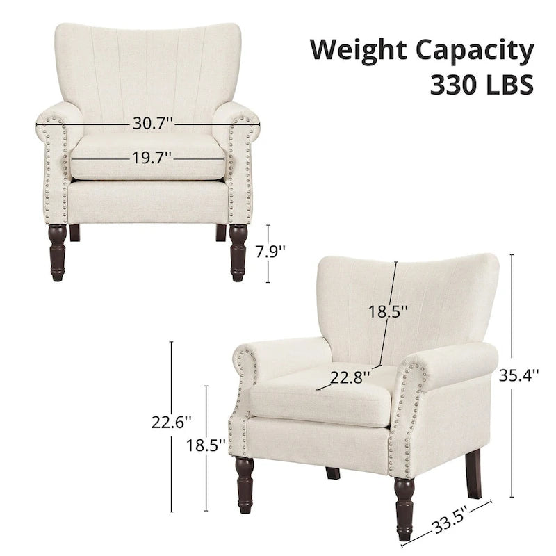 COZYMAN Fauteuil Moderne en Bois Massif Tissu/Similicuir Rembourré pour Salon