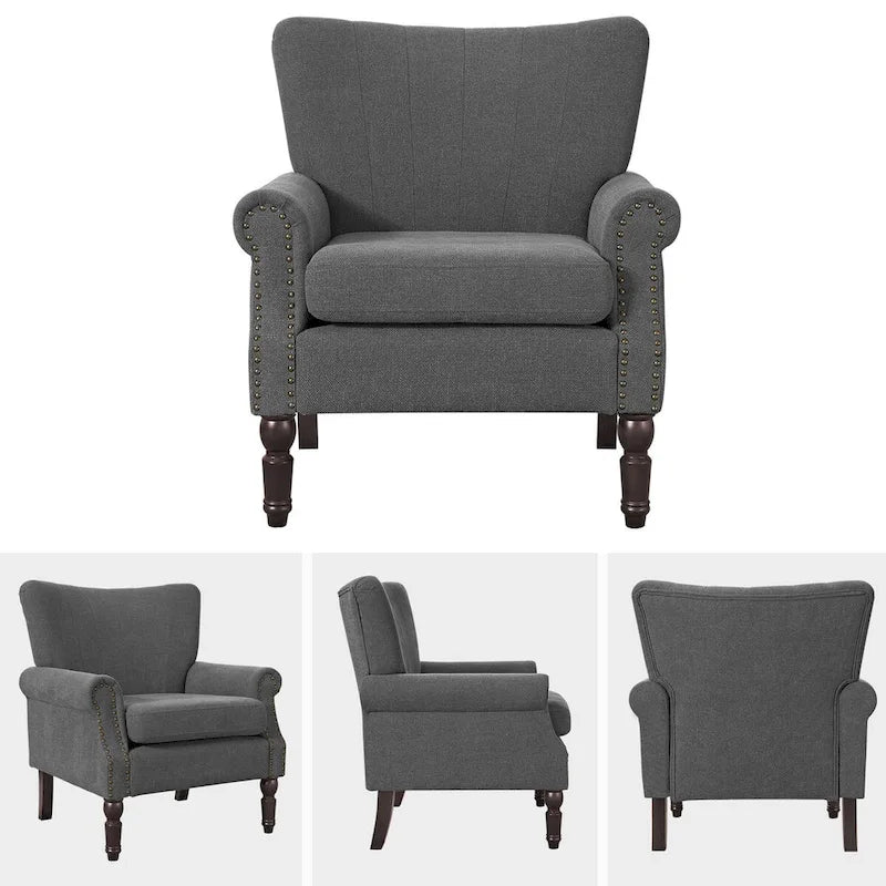COZYMAN Fauteuil Moderne en Bois Massif Tissu/Similicuir Rembourré pour Salon