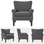 COZYMAN Fauteuil Moderne en Bois Massif Tissu/Similicuir Rembourré pour Salon
