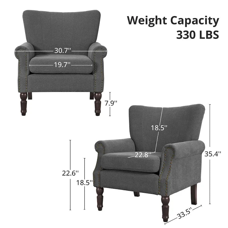 COZYMAN Fauteuil Moderne en Bois Massif Tissu/Similicuir Rembourré pour Salon