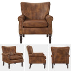 COZYMAN Fauteuil Moderne en Bois Massif Tissu/Similicuir Rembourré pour Salon