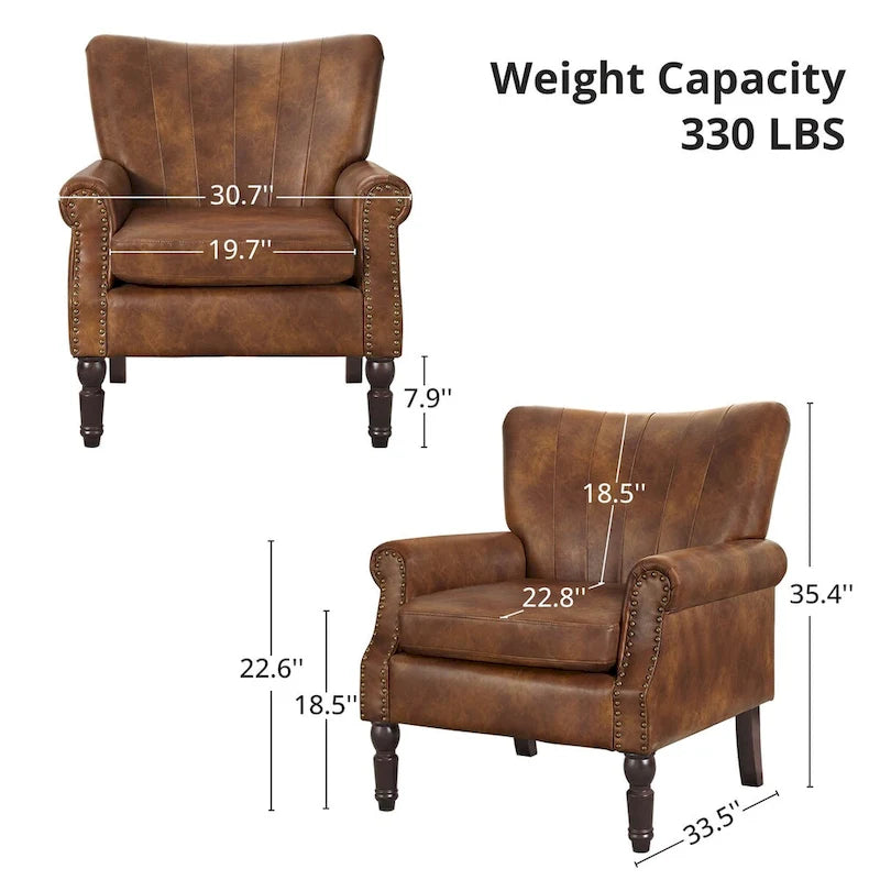 COZYMAN Fauteuil Moderne en Bois Massif Tissu/Similicuir Rembourré pour Salon