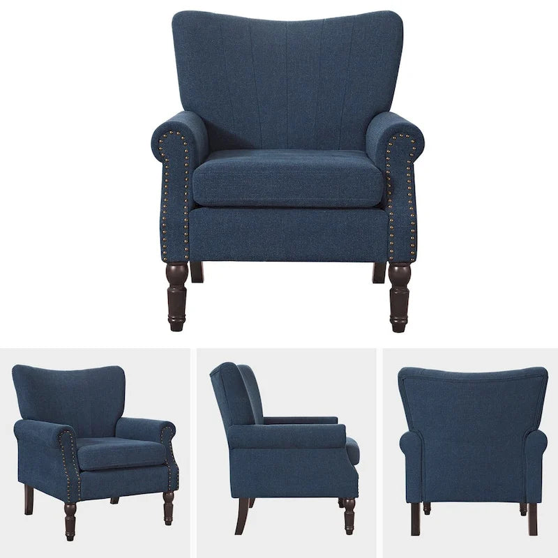 COZYMAN Fauteuil Moderne en Bois Massif Tissu/Similicuir Rembourré pour Salon