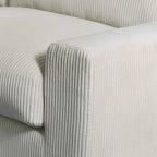 Canapé sectionnel modulaire avec pouf et oreillers, Velours côtelé, Beige/Gris, Coussin haute densité