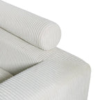 Canapé sectionnel modulaire avec pouf et oreillers, Velours côtelé, Beige/Gris, Coussin haute densité
