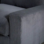 Canapé sectionnel modulaire avec pouf et oreillers, Velours côtelé, Beige/Gris, Coussin haute densité