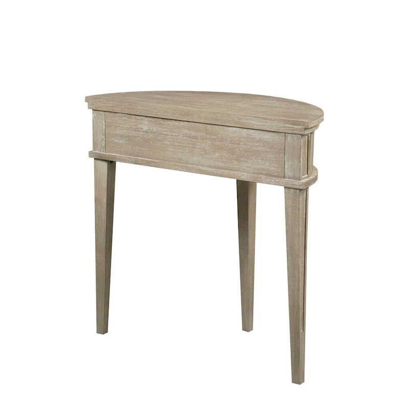 Console demi-lune avec porte cannelée et poignée en bronze, bois de blé recyclé, 31"L x 14"P x 30"H