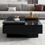 Table basse carrée en bois finition haute brillance