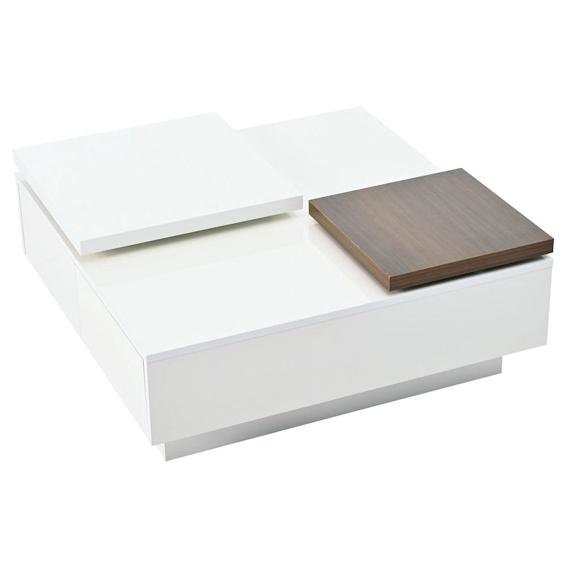 Table basse carrée en bois finition haute brillance