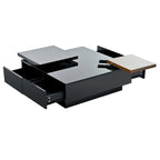 Table basse carrée en bois finition haute brillance