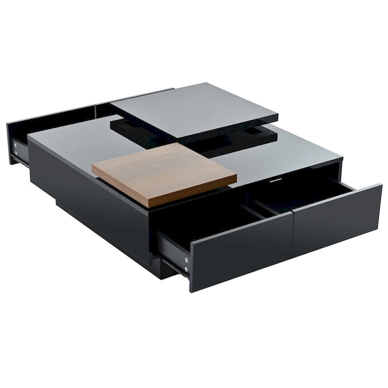 Table basse carrée en bois finition haute brillance