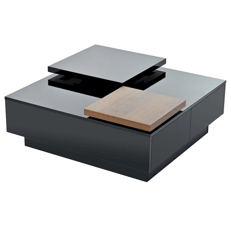Table basse carrée en bois finition haute brillance
