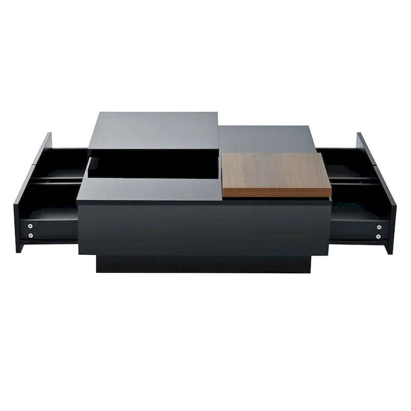 Table basse carrée en bois finition haute brillance
