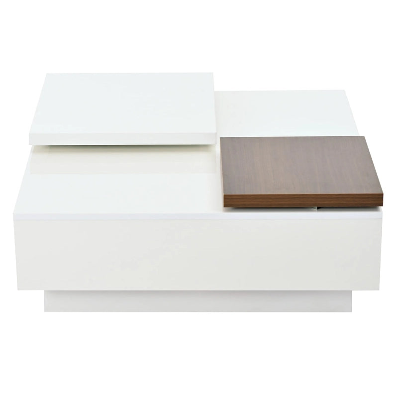 Table basse carrée en bois finition haute brillance
