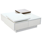 Table basse carrée en bois finition haute brillance