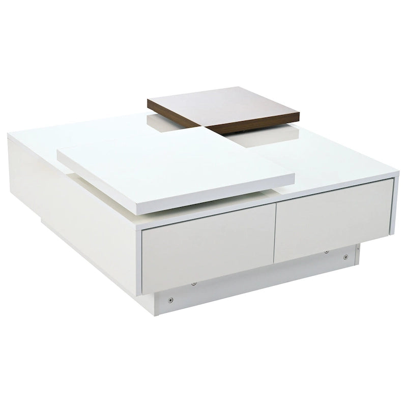Table basse carrée en bois finition haute brillance