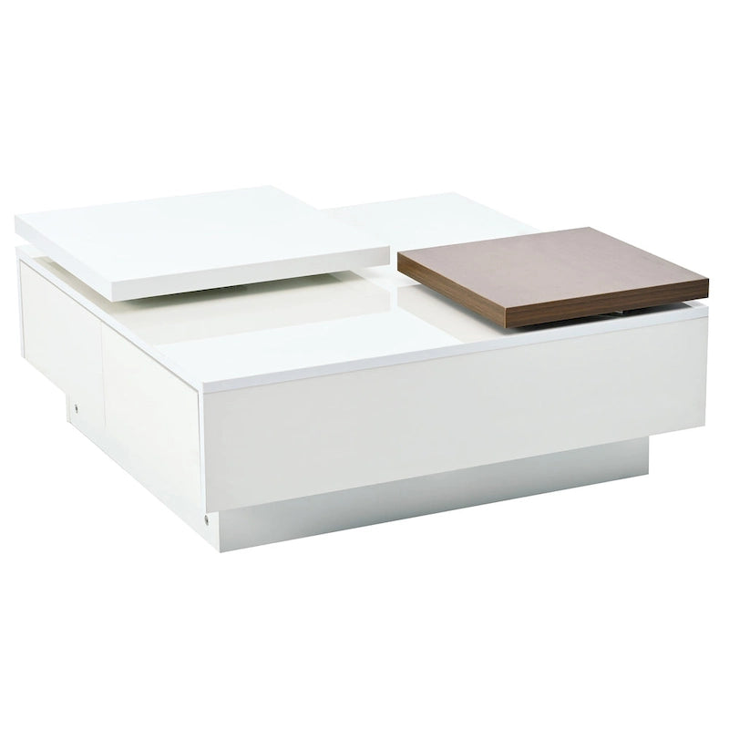 Table basse carrée en bois finition haute brillance