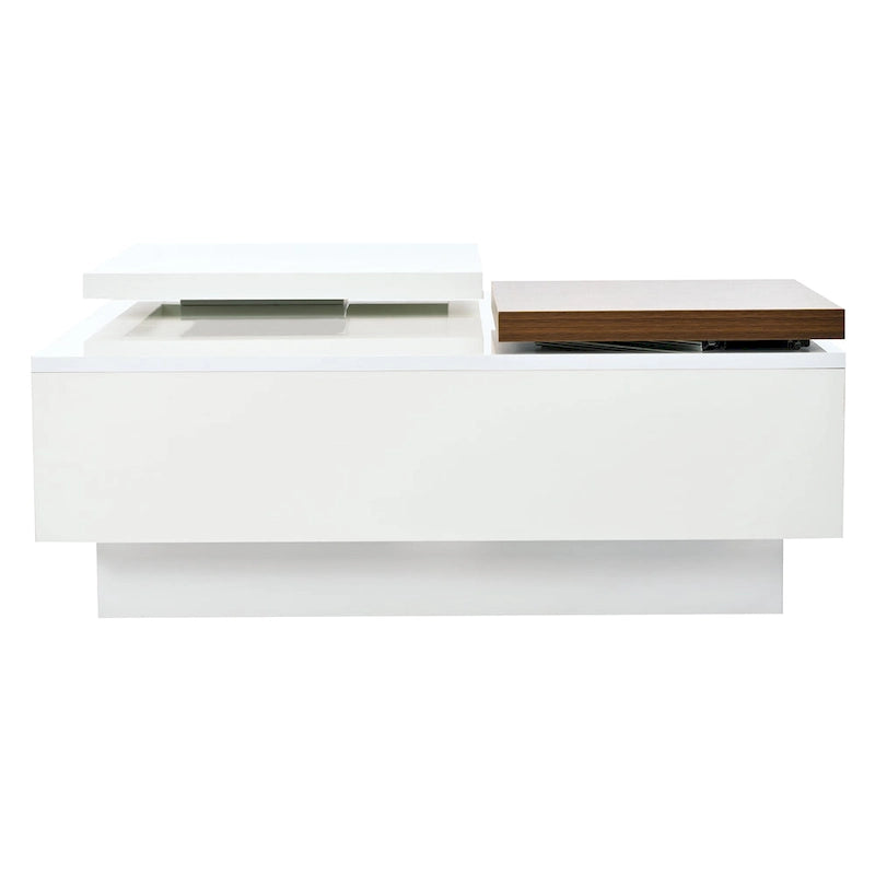 Table basse carrée en bois finition haute brillance