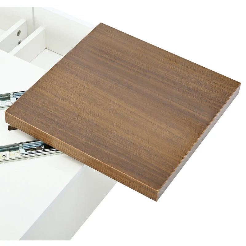 Table basse carrée en bois finition haute brillance