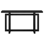 Console rectangulaire 55", Chêne blanc/noir/gris, Piètement géométrique, MDF