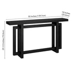 Console rectangulaire 55", Chêne blanc/noir/gris, Piètement géométrique, MDF