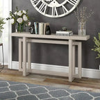 Console rectangulaire 55", Chêne blanc/noir/gris, Piètement géométrique, MDF