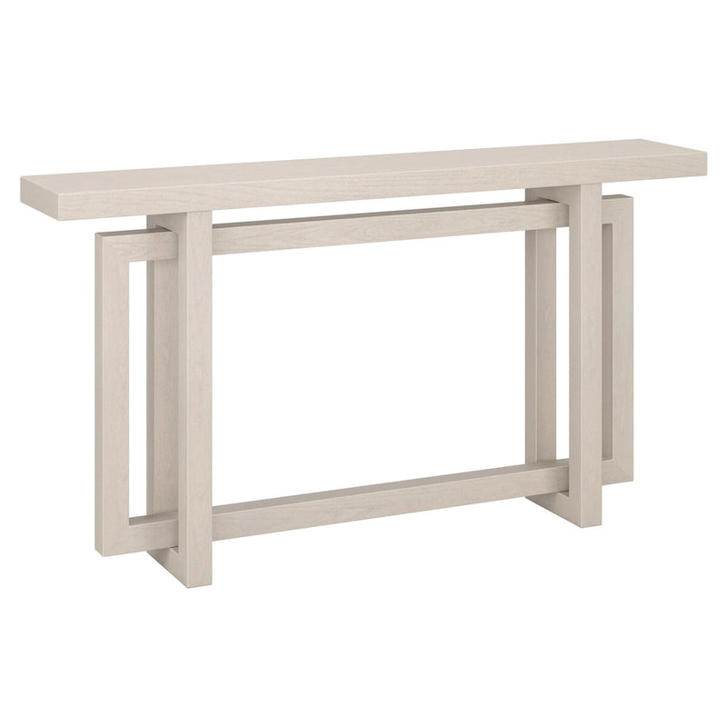 Console rectangulaire 55", Chêne blanc/noir/gris, Piètement géométrique, MDF