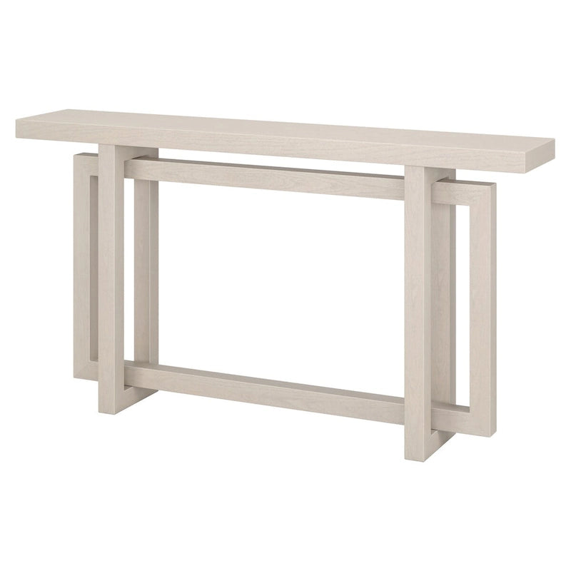 Console rectangulaire 55", Chêne blanc/noir/gris, Piètement géométrique, MDF