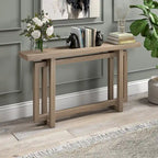 Console rectangulaire 55", Chêne blanc/noir/gris, Piètement géométrique, MDF