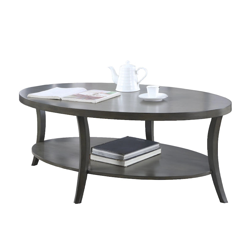 Table basse ovale avec étagère