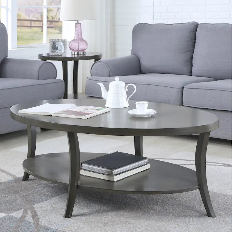 Oval Coffee Table with Shelf