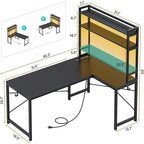 Bureau de jeu en L réversible de 45,3 po, petit bureau d'angle