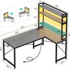 Bureau de jeu en L réversible de 45,3 po, petit bureau d'angle