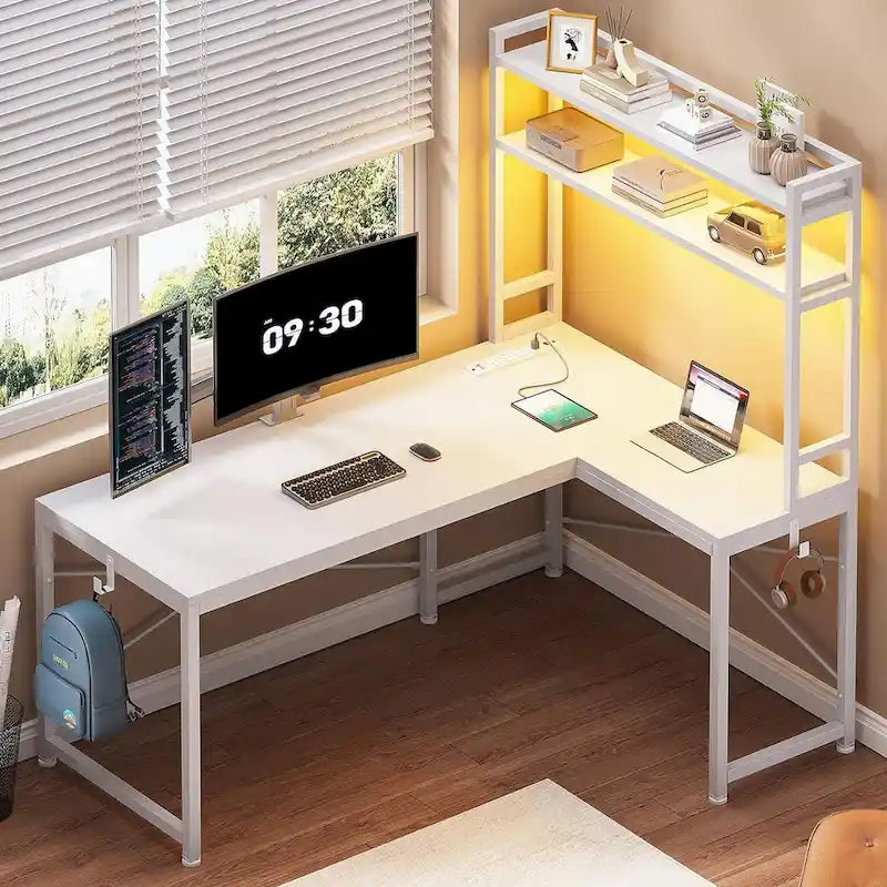 Bureau de jeu en L réversible de 45,3 po, petit bureau d'angle