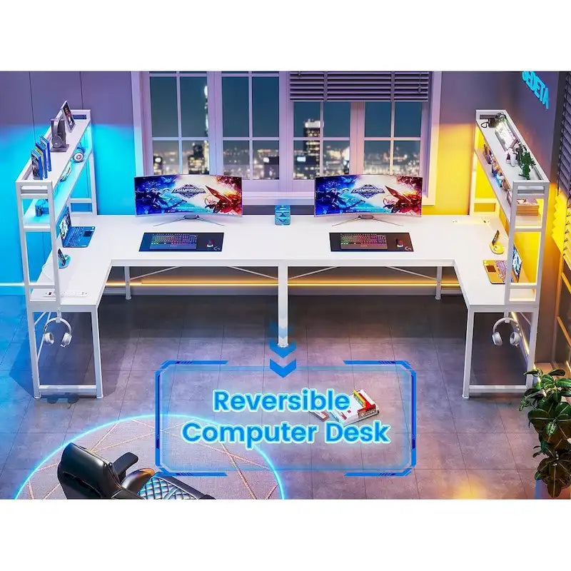 Bureau de jeu en L réversible de 45,3 po, petit bureau d'angle