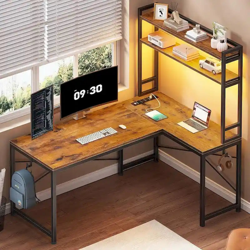 Bureau de jeu en L réversible de 45,3 po, petit bureau d'angle