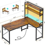 Bureau de jeu en L réversible de 45,3 po, petit bureau d'angle