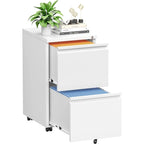 Classeur mobile à 2 tiroirs avec serrure, 68,6 cm H x 38,1 cm L x 45,7 cm P, acier laminé à froid, bureau à domicile