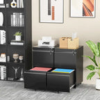 Classeur mobile à 2 tiroirs avec serrure, 68,6 cm H x 38,1 cm L x 45,7 cm P, acier laminé à froid, bureau à domicile