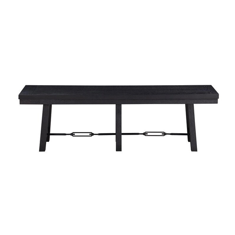 Banc de salle à manger tréteaux, noir, style ferme industrielle, design chevalet, 60.5" L, 2-3 places