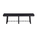 Banc de salle à manger tréteaux, noir, style ferme industrielle, design chevalet, 60.5" L, 2-3 places