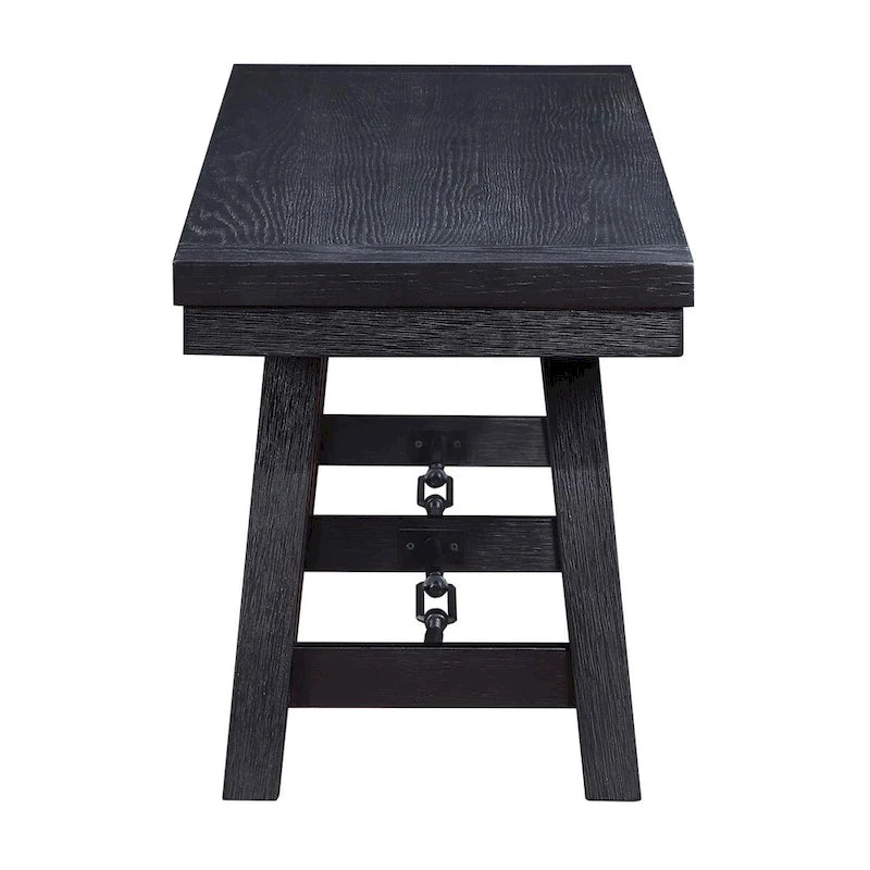 Banc de salle à manger tréteaux, noir, style ferme industrielle, design chevalet, 60.5" L, 2-3 places