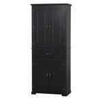 Meuble Colonne de Rangement pour Salle de Bain, Gris/Noir/Blanc, 4 Portes 1 Tiroir, Étagère Réglable