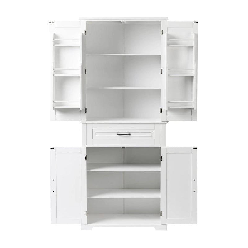 Meuble Colonne de Rangement pour Salle de Bain, Gris/Noir/Blanc, 4 Portes 1 Tiroir, Étagère Réglable