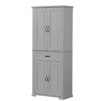 Meuble Colonne de Rangement pour Salle de Bain, Gris/Noir/Blanc, 4 Portes 1 Tiroir, Étagère Réglable