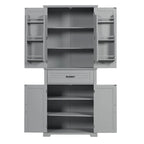 Meuble Colonne de Rangement pour Salle de Bain, Gris/Noir/Blanc, 4 Portes 1 Tiroir, Étagère Réglable