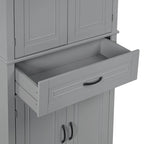 Meuble Colonne de Rangement pour Salle de Bain, Gris/Noir/Blanc, 4 Portes 1 Tiroir, Étagère Réglable