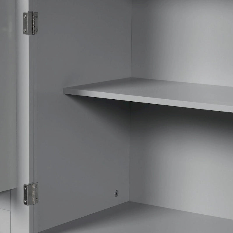 Meuble Colonne de Rangement pour Salle de Bain, Gris/Noir/Blanc, 4 Portes 1 Tiroir, Étagère Réglable