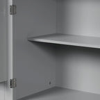 Meuble Colonne de Rangement pour Salle de Bain, Gris/Noir/Blanc, 4 Portes 1 Tiroir, Étagère Réglable