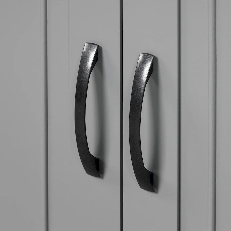 Meuble Colonne de Rangement pour Salle de Bain, Gris/Noir/Blanc, 4 Portes 1 Tiroir, Étagère Réglable